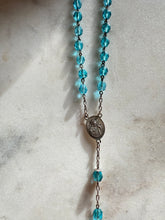 Load image into Gallery viewer, Vintage Blue Bead Sterling Silver Rosary 26”
