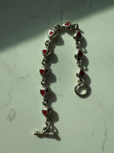 Load image into Gallery viewer, Mexico Red Enamel Heart Sterling Silver Toggle Clasp Bracelet 7.25”
