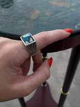 Load image into Gallery viewer, Galaxy Opal Inlay Sterling Silver Signet Ring
