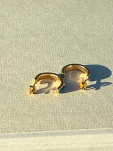 Load image into Gallery viewer, Vintage 14k Solid Gold Turquoise Inlay Hoops
