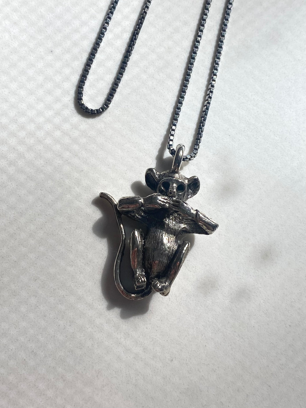 Monkey Vintage Sterling Silver Necklace