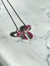 Load image into Gallery viewer, Pink Bow Sterling Silver Necklace
