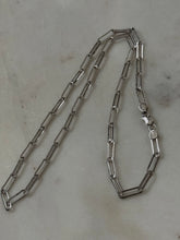 Load image into Gallery viewer, Rhodium Plated Sterling Silver Paper Clip Chain 18.5”
