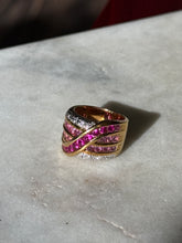 Load image into Gallery viewer, Chunky Gold Vermeil Pink Sapphire Ring Size 5.5
