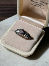 Load image into Gallery viewer, Sterling Silver Ribbed Amethyst Ring Size 9
