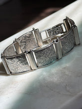 Load image into Gallery viewer, Floral Etched Sterling Silver Panel Link Bracelet 7.5”
