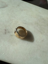 Load image into Gallery viewer, Vintage Two-Toned Solid 14k Gold Diamond Buckle Ring Size 5
