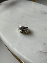 Load image into Gallery viewer, Amethyst &amp; Peridot Sterling &amp; 14k Gold Ring Size 5.5
