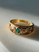 Load image into Gallery viewer, Vintage 10k Yellow Gold Emerald &amp; Diamond Ring Size 6.75
