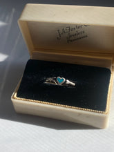 Load image into Gallery viewer, Crushed Turquoise Inlay Heart Sterling Silver Ring Size 8
