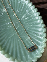 Load image into Gallery viewer, Blue Enamel 18k Yellow Gold Razor Blade Necklace 16.5”

