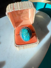Load image into Gallery viewer, Chunky Turquoise Sterling Silver Ring Size 8
