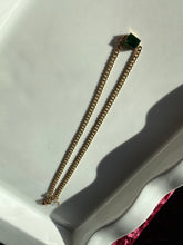 Load image into Gallery viewer, Cuban Link Gold Vermeil Green Glass Stone Necklace
