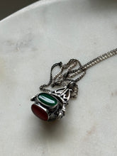 Load image into Gallery viewer, Vintage Multistone Spinner Fob Sterling Necklace 17.75”
