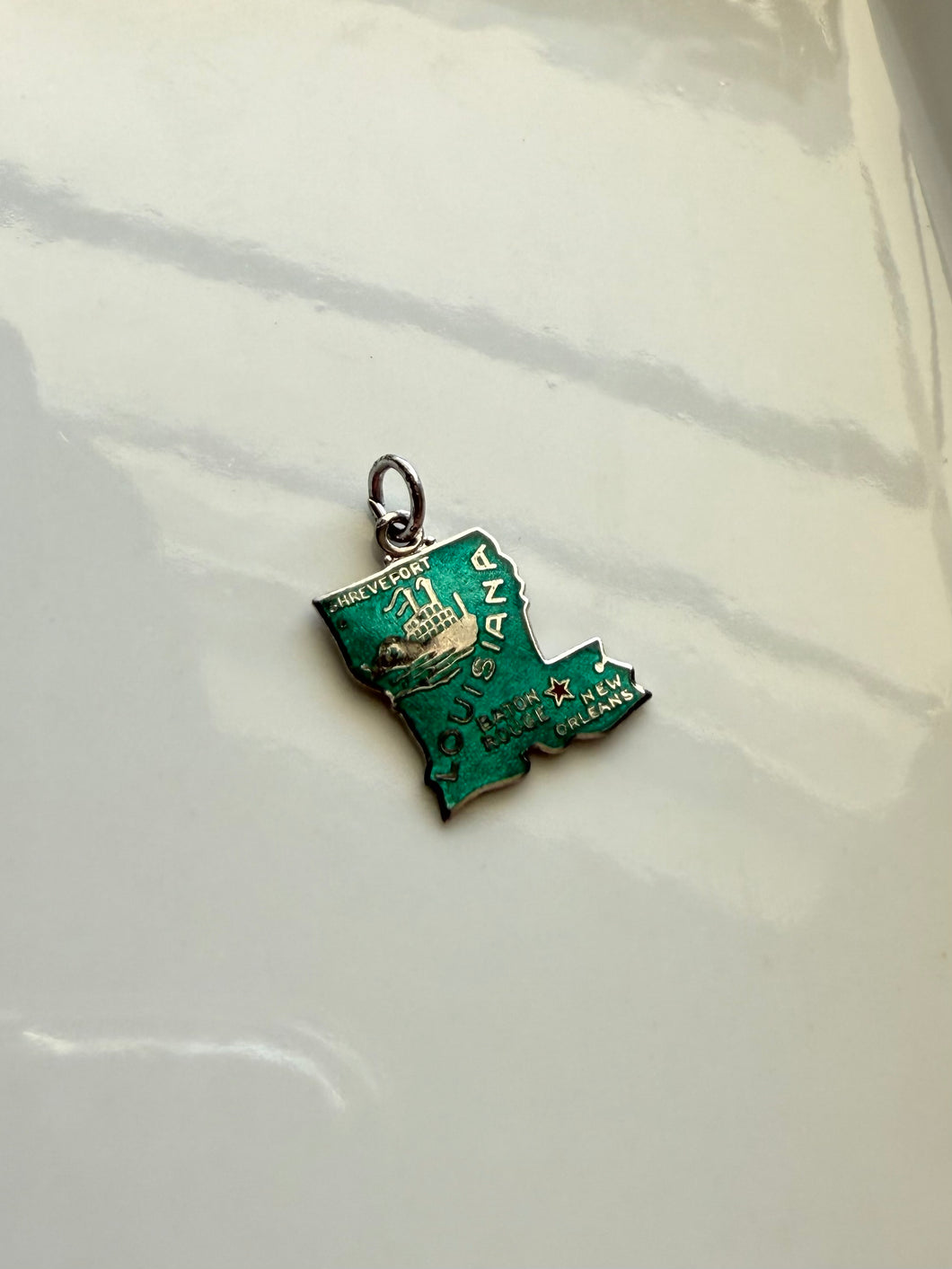 Louisiana Enamel Sterling Silver Charm