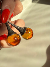 Load image into Gallery viewer, Natural Baltic Amber Vintage Sterling Silver Teardrop Earrings

