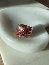 Load image into Gallery viewer, Chunky Gold Vermeil Pink Sapphire Ring Size 5.5

