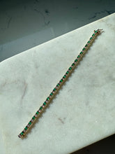 Load image into Gallery viewer, Emerald &amp; Diamond 10k Gold Tennis Bracelet 7”
