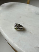 Load image into Gallery viewer, Amethyst &amp; Peridot Sterling &amp; 14k Gold Ring Size 5.5
