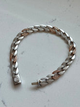 Load image into Gallery viewer, Sterling Silver Two-Tone Cuban Link Bracelet 8”
