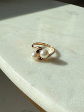 Load image into Gallery viewer, Toi et Moi Pearl &amp; Ruby 14k Yellow Gold Size 6
