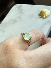 Load image into Gallery viewer, Antique Uranium Glass &amp; Diamond 10k Gold Ring Size 5.25
