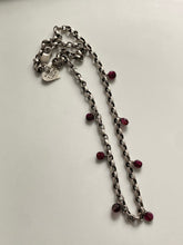 Load image into Gallery viewer, Rolo Link Garnet Charm Vintage Sterling Silver Necklace
