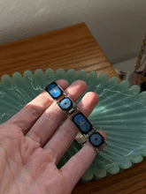 Load image into Gallery viewer, Vintage Norway Blue Black Enamel Sterling Silver Bracelet 7.25”
