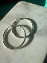 Load image into Gallery viewer, Extra Large Sterling Silver Hoop Earrings 2.25”
