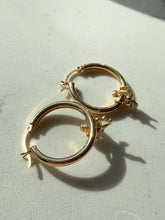 Load image into Gallery viewer, Vintage Hanging Cherub 14k Yellow Gold Hoops
