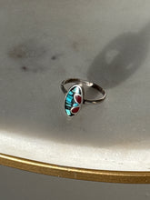 Load image into Gallery viewer, Vintage Multistone Inlay Sterling Silver Ring Size 4.25
