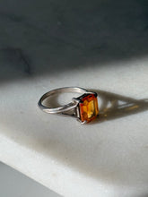 Load image into Gallery viewer, Orange Glass Sterling Silver Ring Size 7.25
