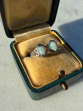 Load image into Gallery viewer, Opal &amp; Diamond 14k White Gold Bow Ring Size 6.75
