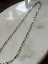 Load image into Gallery viewer, Rhodium Plated Sterling Silver Paper Clip Chain 18.5”

