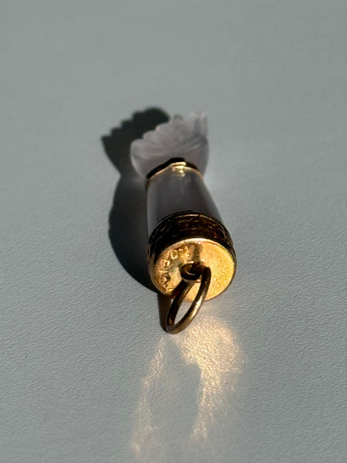 Chalcedony 18k Gold Mano Figa Pendant