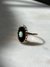 Load image into Gallery viewer, Vintage 10k Gold Black Onyx &amp; Opal Ring Size 9
