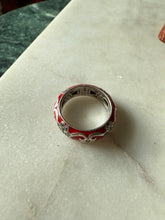 Load image into Gallery viewer, Red Enamel Sterling Silver Ring Size 8
