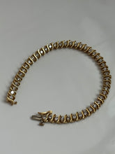 Load image into Gallery viewer, Vintage Solid 14k Yellow Gold Natural Diamond S-Link Tennis Bracelet 7”
