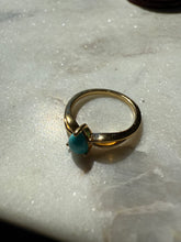 Load image into Gallery viewer, Turquoise Gold Vermeil Dainty Ring Size 7.25
