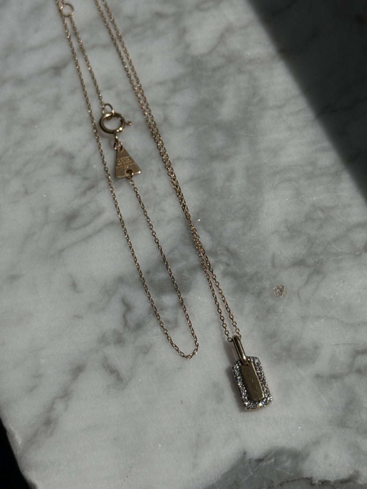 Adina Reyter 14k Gold Diamond Dog Tag Necklace