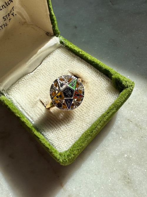 10k Gold Fill & Sterling Masonic Eastern Star Ring Size 8.25