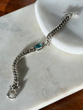 Load image into Gallery viewer, Vintage Blue Topaz Sterling Silver Curb Link Toggle Clasp Bracelet
