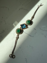 Load image into Gallery viewer, Green &amp; Blue Sterling Silver Bracelet
