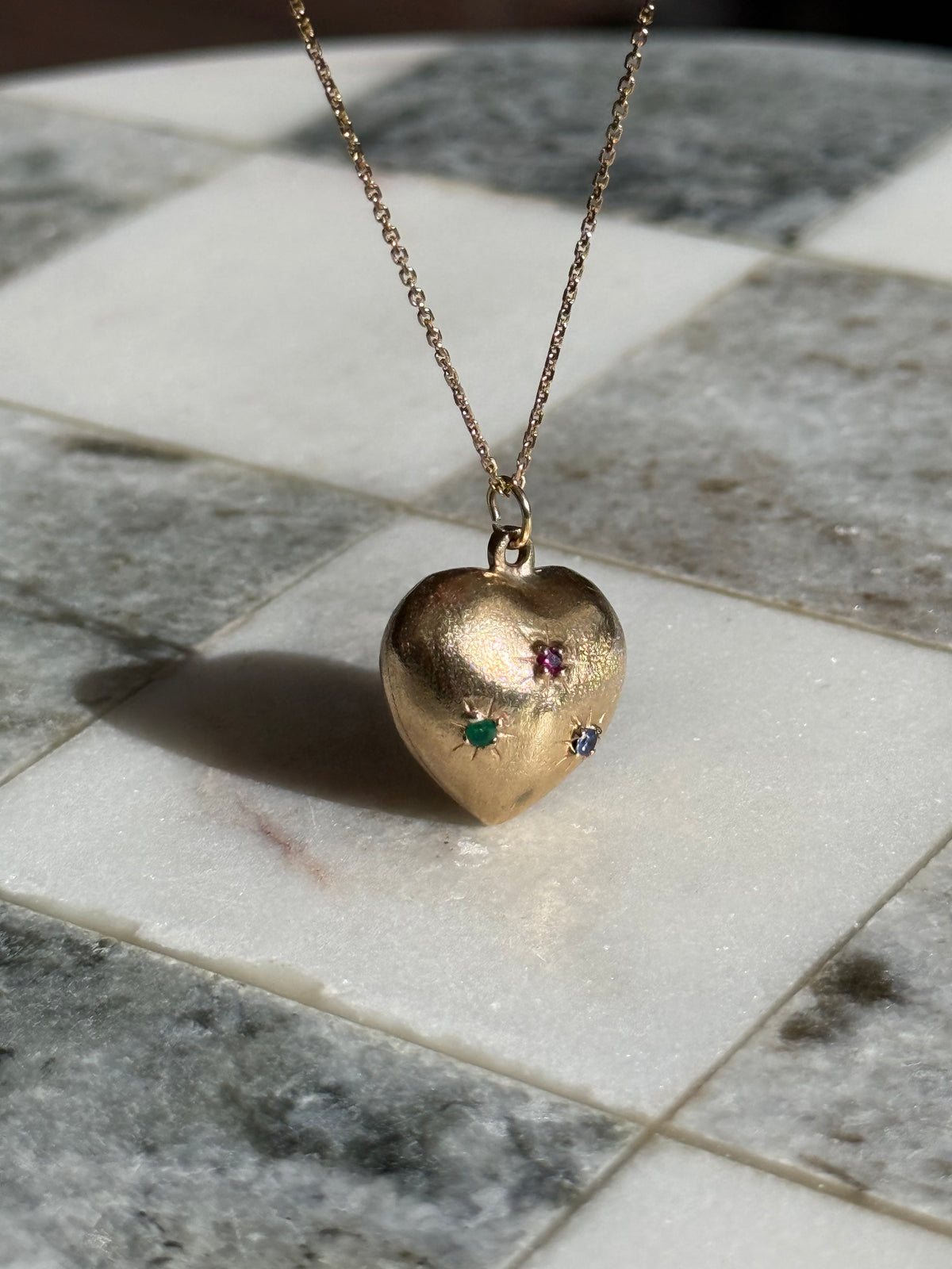 Vintage 1960s Semi-Solid 14k Gold Starburst Heart