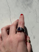 Load image into Gallery viewer, Rhodium Plated Amethyst Sterling Ring Size 8.75
