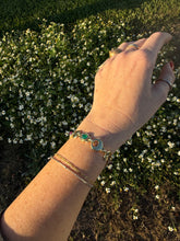 Load image into Gallery viewer, Vintage 14k Solid Yellow Gold Cabochon Multi Gemstone Puffy Mariner Link Bracelet
