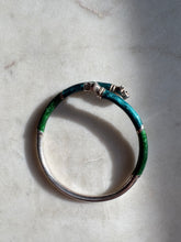 Load image into Gallery viewer, Blue &amp; Green Enamel Dueling Panther Sterling Silver Bracelet
