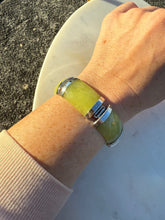 Load image into Gallery viewer, Jade Sterling Silver Chunky Bracelet 6.75”
