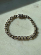 Load image into Gallery viewer, Sterling Silver Iced CZ Figaro Link Bracelet 8”

