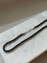 Load image into Gallery viewer, Vintage Black Onyx Bead Sterling Silver Necklace 18”
